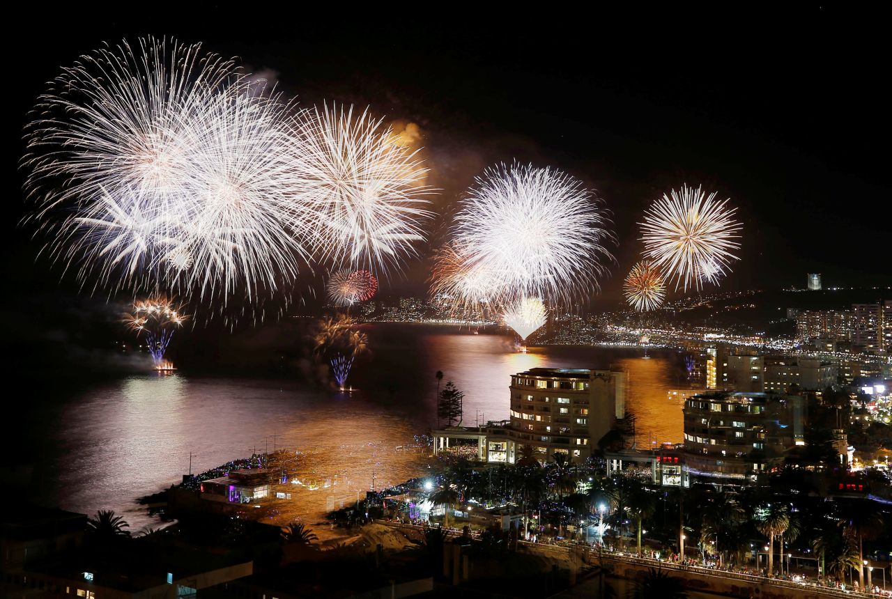 Fireworks ring in the new year in Vina del Mar, Chile.