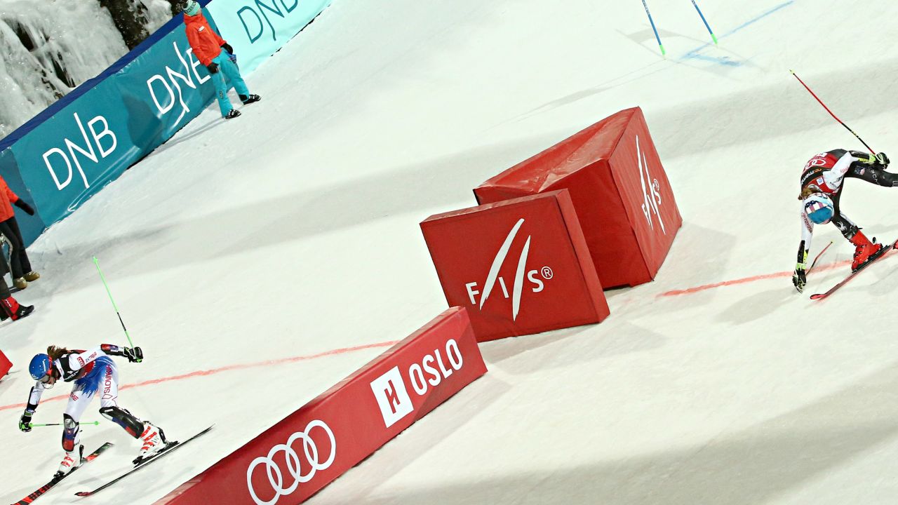 Petra Vlhova of Slovakia (left) edges  Mikaela Shiffrin to win in Oslo.