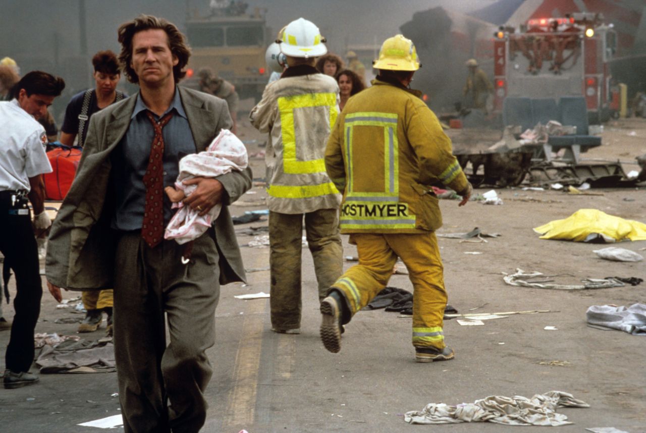Bridges' character carries a baby in the 1993 film "Fearless."