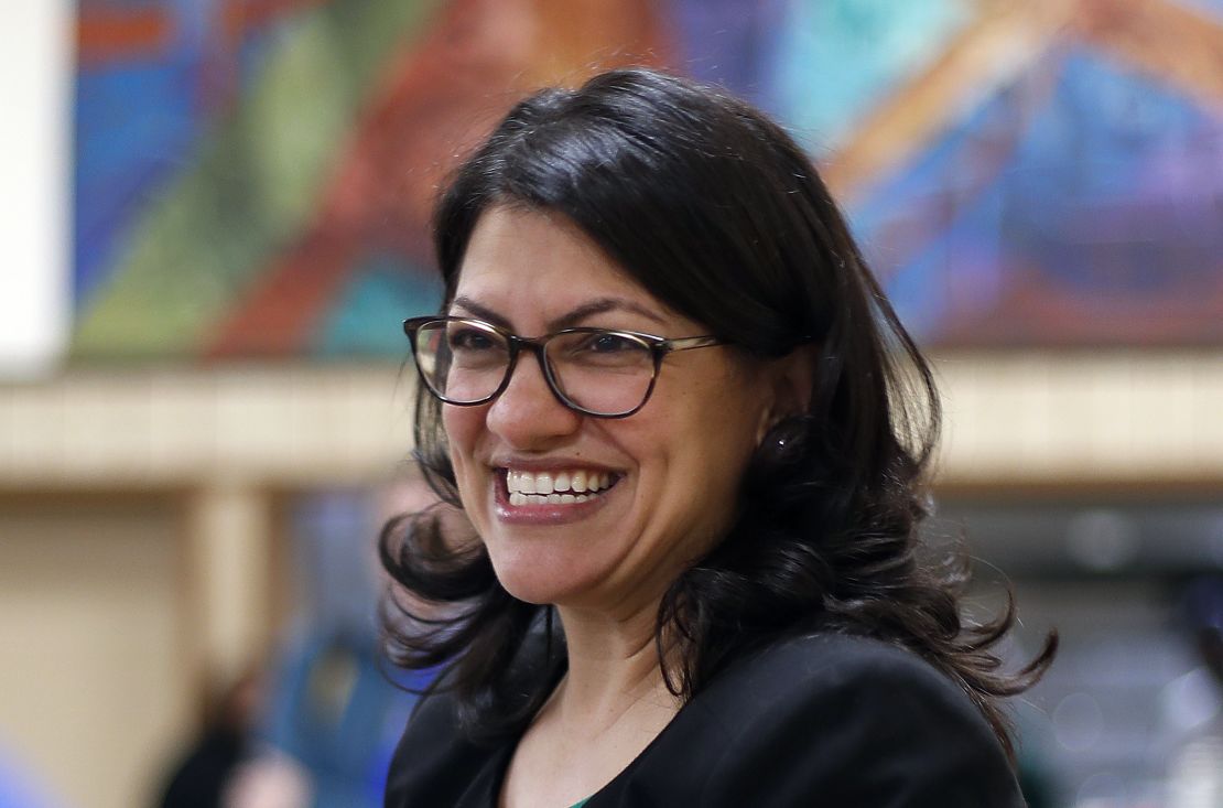 Rashida Tlaib smiles during a campaign rally in Dearborn, Michican on October 26, 2018.