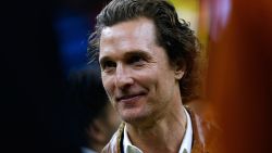 NEW ORLEANS, LOUISIANA - JANUARY 01: Actor Matthew McConaughey looks on during the second half of the Allstate Sugar Bowl between the Georgia Bulldogs and the Texas Longhorns at the Mercedes-Benz Superdome on January 01, 2019 in New Orleans, Louisiana. (Photo by Jonathan Bachman/Getty Images)