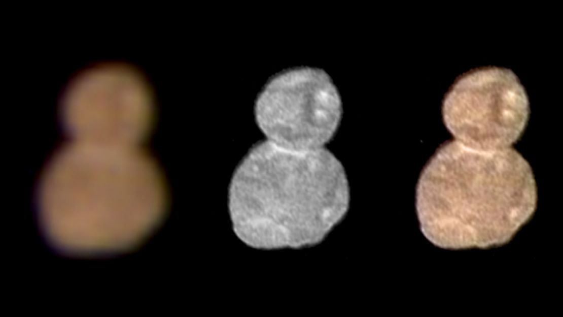 The first color image of Ultima Thule, released soon after the mission, led to the 'snowman' nickname.