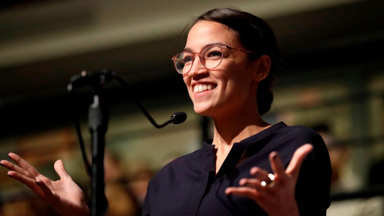 Democrat Rep.-elect Alexandria Ocasio-Cortez, who won her bid for a seat in the House of Representatives in New York's 14th Congressional District, appears at the Kennedy School's Institute of Politics at Harvard University last month. (AP Photo/Charles Krupa)