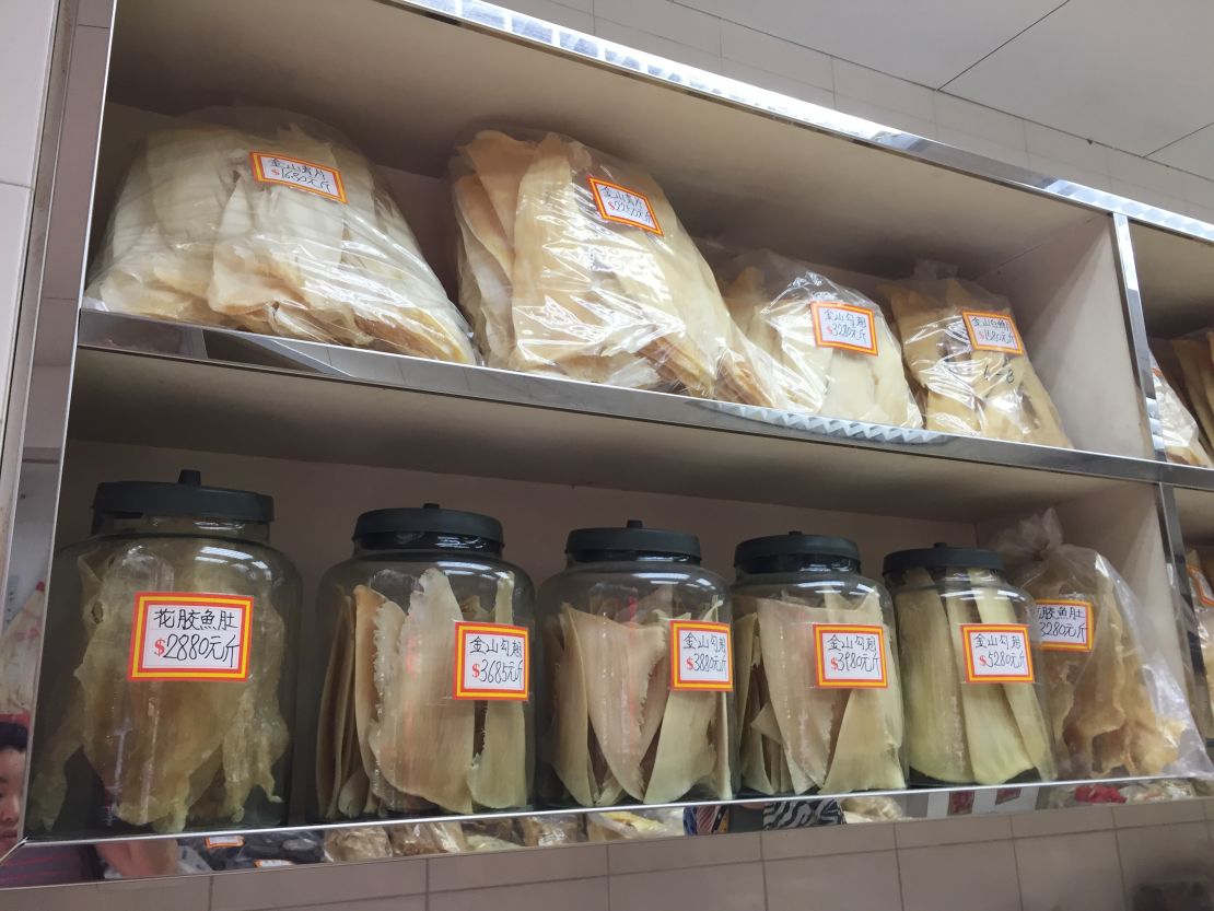 Dried shark fin are easily accessibly in Hong Kong at the Dried Seafood Market.