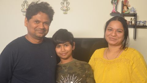 Fifth-grader Advaik Nandikotkur with his proud father and mother after saving the man from drowning. 