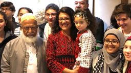 Congresswoman Rashida Tlaib (D-MI), the first Palestinian-American elected to the House, poses with supporters outside her office at the Longworth House Office Building (LHOB), in Washington, D.C., U.S., January 3, 2019 in this image obtained from social media. Adam Shapiro via REUTERS  ATTENTION EDITORS - THIS IMAGE WAS PROVIDED BY A THIRD PARTY. MANDATORY CREDIT.