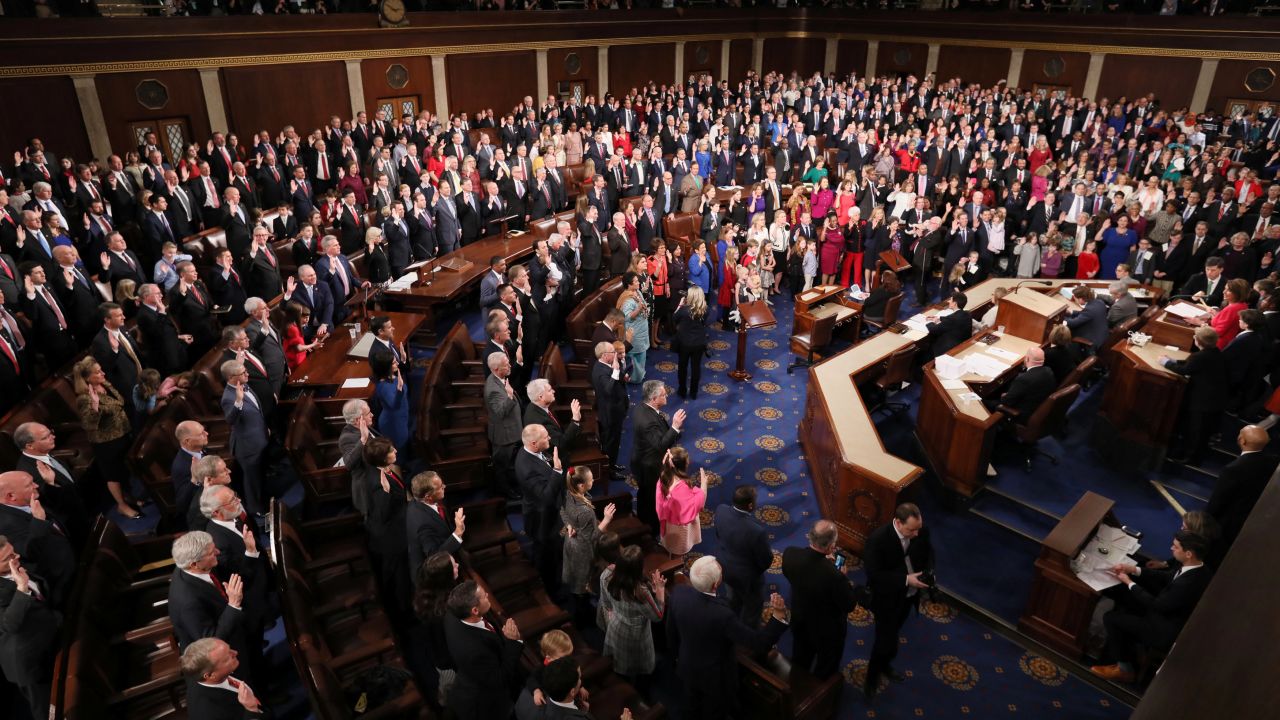U.S. House Speaker Nancy Pelosi (D-CA)  swears in members of the 116th Congress on Capitol Hill, January 3, 2019.