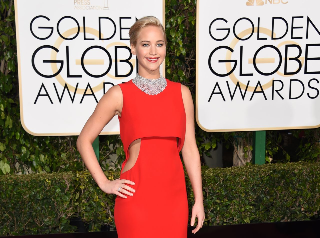 J is for J-Law: Jennifer Lawrence made a splash with this red dress at the 2016 Golden Globes, where she won an award for her leading role in "Joy." She then made headlines again when she revealed that it was her "plan-B dress," and that, due to being on her period, she'd switched outfit in order to wear something more comfortable. 
