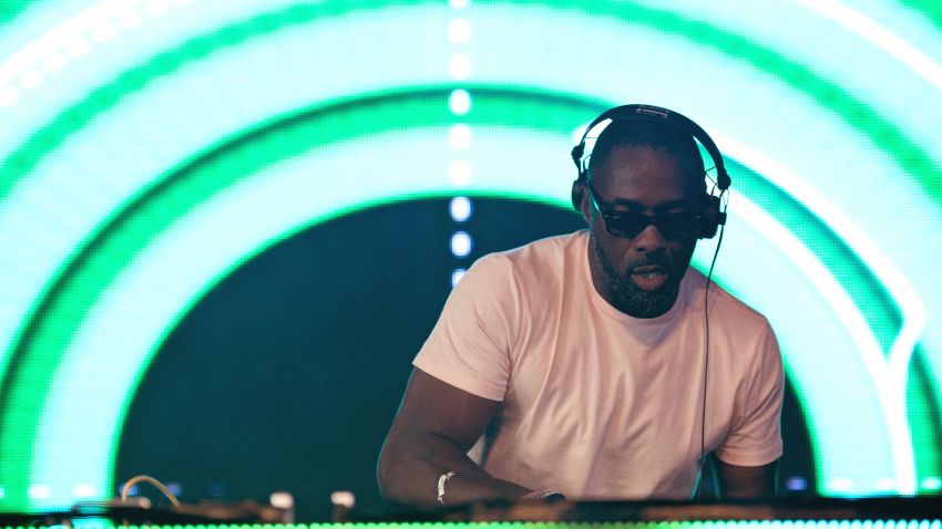 British actor Idris Elba performs a DJ set on the Sonic stage at the Glastonbury Festival of Music and Performing Arts on Worthy Farm near the village of Pilton in Somerset, South West England, on June 27, 2015.