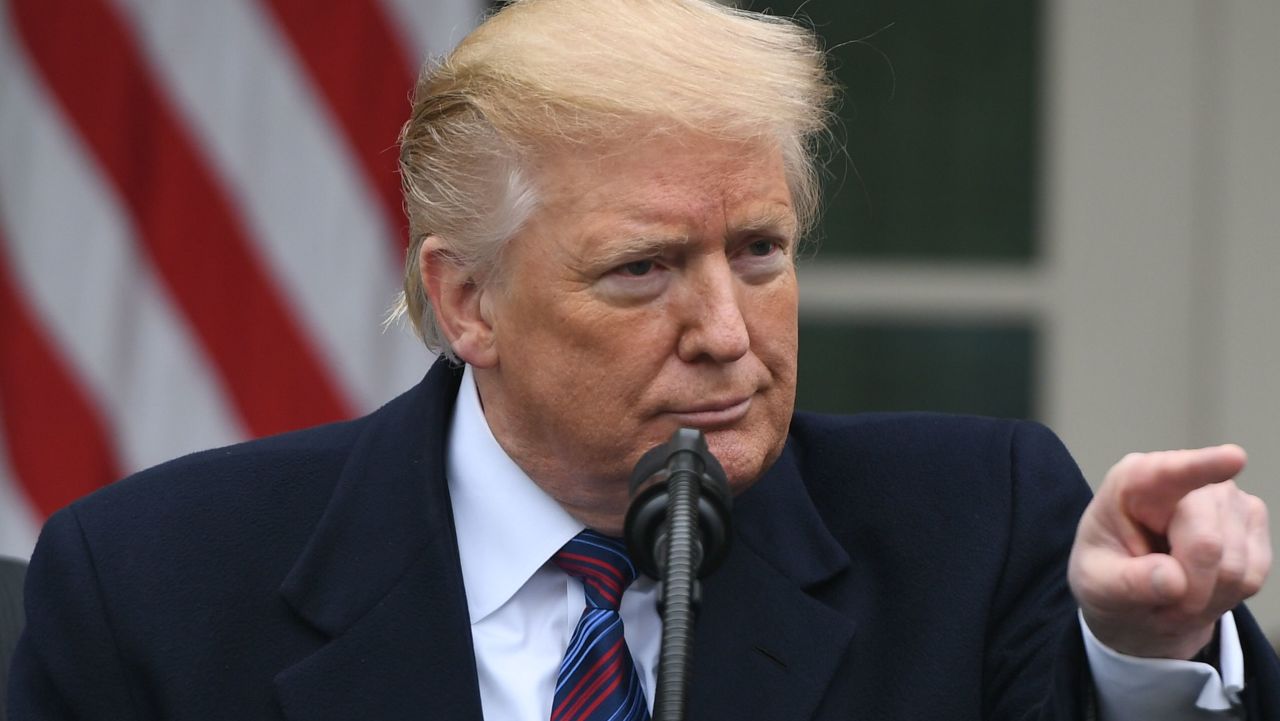 US President Donald Trump takes a question during a press conference in the Rose Garden of the White House following a meeting with Congressional leaders on the government shutdown, January 4, 2019 in Washington, DC. (Photo by SAUL LOEB / AFP)