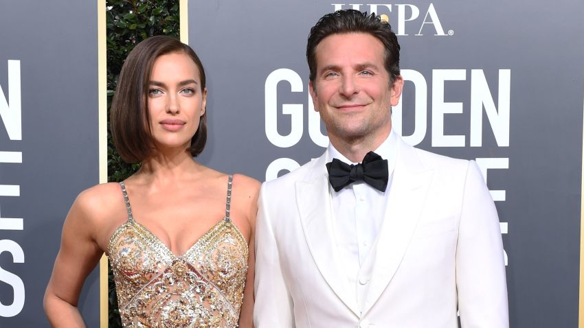 Best Actor in a Motion Picture  Drama and Best Director  Motion Picture for "A Star is Born" nominee Bradley Cooper (R) and his partner Russian model Irina Shayk arrive for the 76th annual Golden Globe Awards on January 6, 2019, at the Beverly Hilton hotel in Beverly Hills, California. (Photo by VALERIE MACON / AFP)        (Photo credit should read VALERIE MACON/AFP/Getty Images)