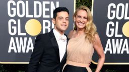 BEVERLY HILLS, CA - JANUARY 06:  Rami Malek (L) and Julia Roberts attend the 76th Annual Golden Globe Awards at The Beverly Hilton Hotel on January 6, 2019 in Beverly Hills, California.  (Photo by Frazer Harrison/Getty Images)