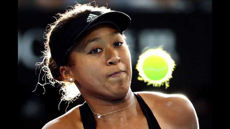 Naomi Osaka watches the ball during a tennis match at the Brisbane International on Thursday, January 3.
