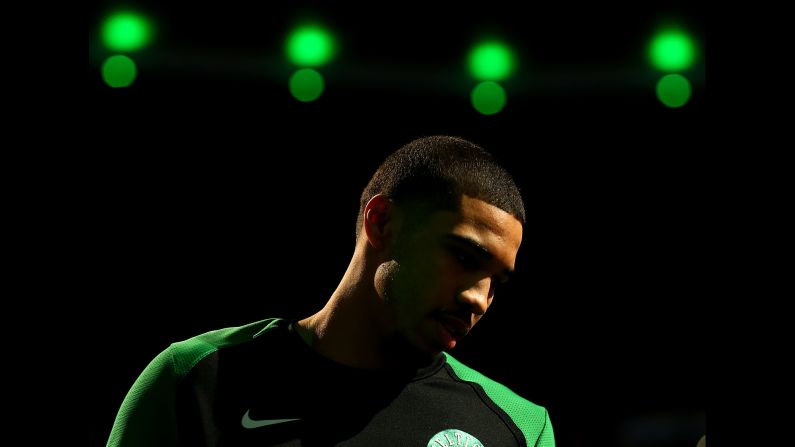 Boston Celtics star Jayson Tatum is introduced before a home game against Minnesota on Wednesday, January 2.