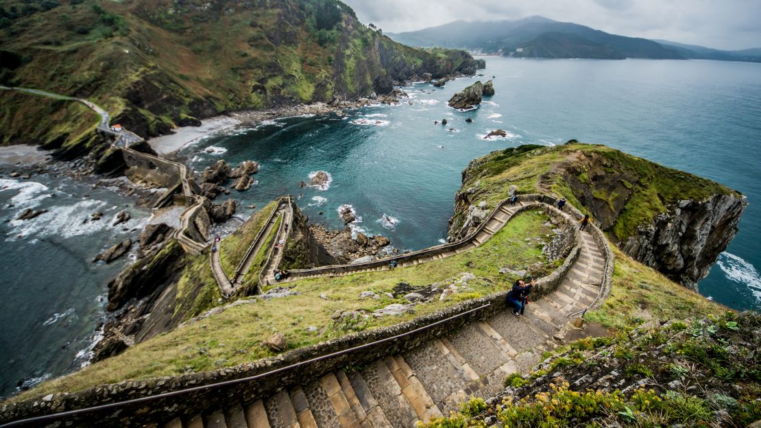 At San Juan de Gaztelugatxe, a stone staircase snakes its way to the peak of the striking islet used as the site for the main Dragonstone Castle.