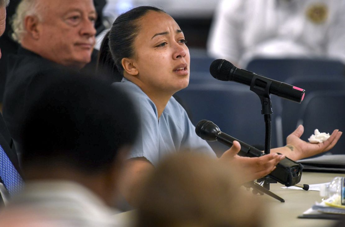 Cyntoia Brown appears in court during a previous clemency hearing at the Tennessee Prison for Women in Nashville. 
