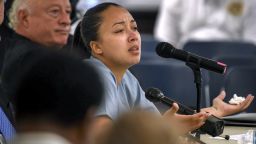 File- This May 23, 2018, file photo shows Cyntoia Brown appearing in court during her clemency hearing at the Tennessee Prison for Women in Nashville, Tenn. Several Democratic Tennessee lawmakers are urging Republican Gov. Bill Haslam to grant clemency to a woman convicted of first-degree murder as a teen. Newly elected Nashville Sen. Brenda Gilmore led a group Friday, Dec. 14, 2018, calling for 30-year-old Brown's freedom. (Lacy Atkins/The Tennessean via AP, Pool, File)