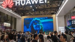 SHANGHAI, CHINA - JUNE 13:  People visit the Huawei stand during the Consumer Electronics Show (CES) Asia at Shanghai New International Expo Centre on June 13, 2018 in Shanghai, China. 2018 CES Asia will rum from June 13 to 15 in Shanghai.  (Photo by VCG/VCG via Getty Images)