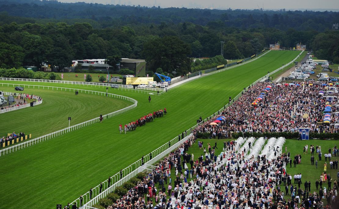 Queen Elizabeth II makes her way to the course ahead of racing at Royal Ascot.