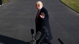 US President Donald Trump speaks to the media as he arrives at the White House in Washington, DC, on January 6, 2019, after meetings at Camp David. - US President Donald Trump stood firm Sunday on his demand for billions of dollars to fund a border wall with Mexico, claiming "tremendous" support inside his camp on the contentious issue which has forced a government shutdown now entering its third week."We have to build the wall," Trump told reporters as he left the White House for the Camp David presidential retreat. "It's about safety, it's about security for our country. (Photo by Jim WATSON / AFP)        (Photo credit should read JIM WATSON/AFP/Getty Images)