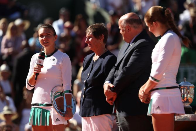 It was all so different a year earlier. Halep relinquished a set and break leads in the second and third sets as she was defeated by Latvia's free-swinging Jelena Ostapenko in Paris. 