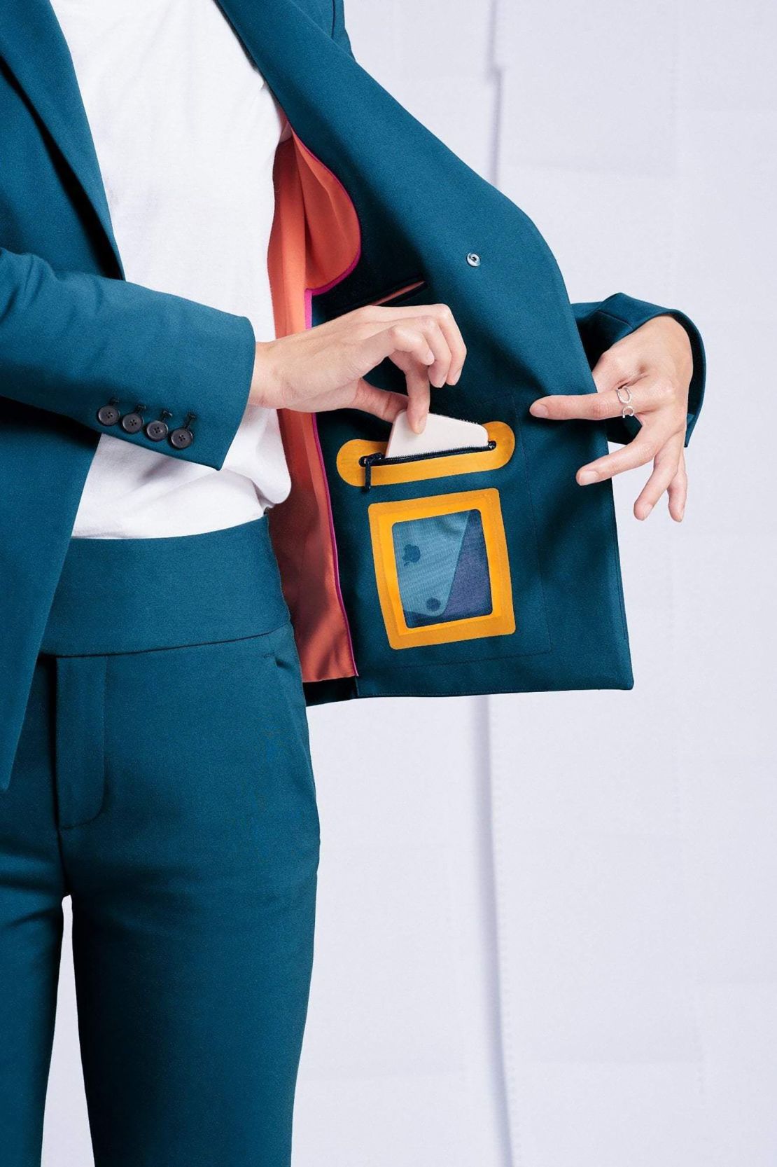 Argent's suit jackets have built in pockets to hold things like a wallet, phone and pens.