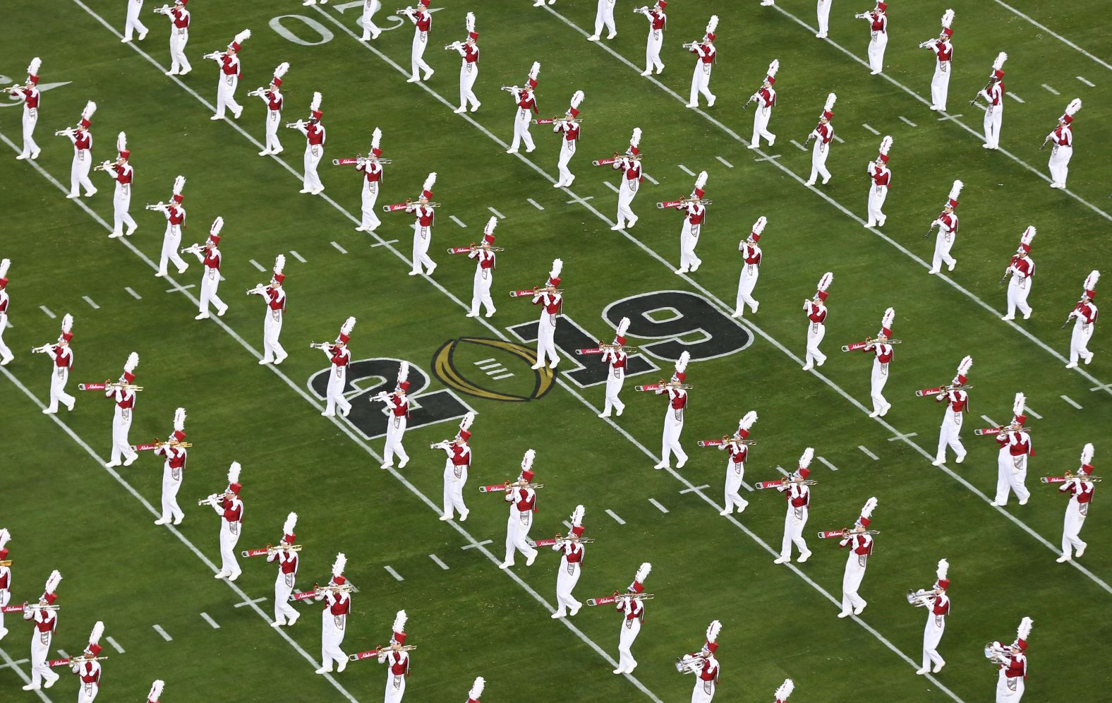 The Alabama band performs before the game.