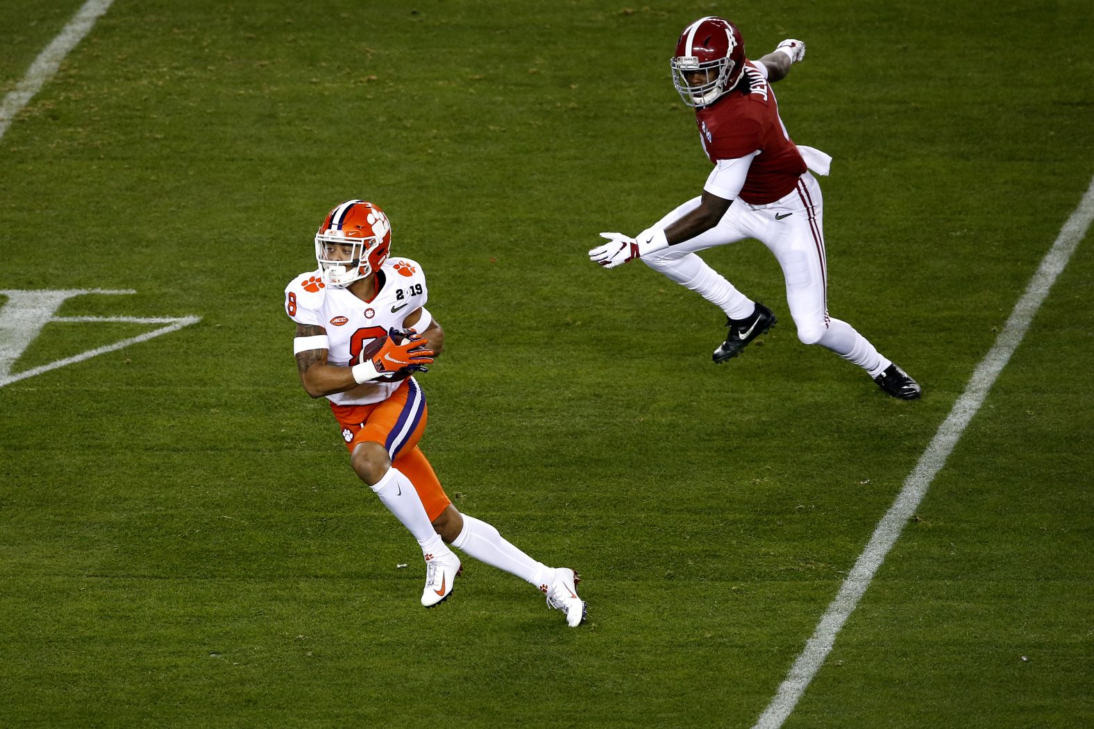 The opening score of the game came when Clemson's A.J. Terrell intercepted Tagovailoa and ran it back 44 yards for a touchdown.