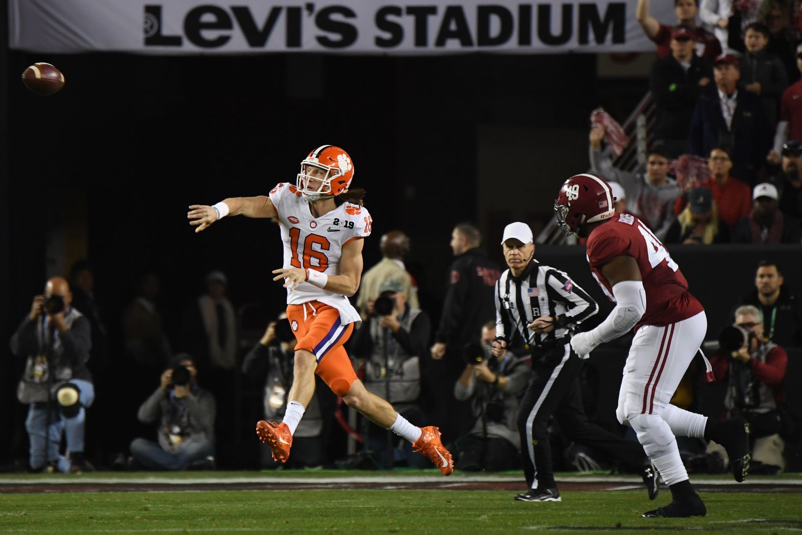 Lawrence attempts a pass in the first half.