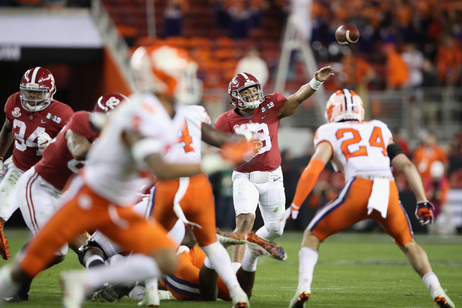 Tagovailoa attempts a second-half pass.