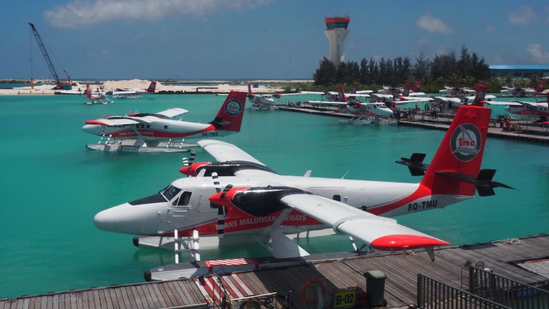 <strong>Parked planes:  </strong>The De Havilland Twin Otter has a maximum takeoff weight of 12,500 pounds.