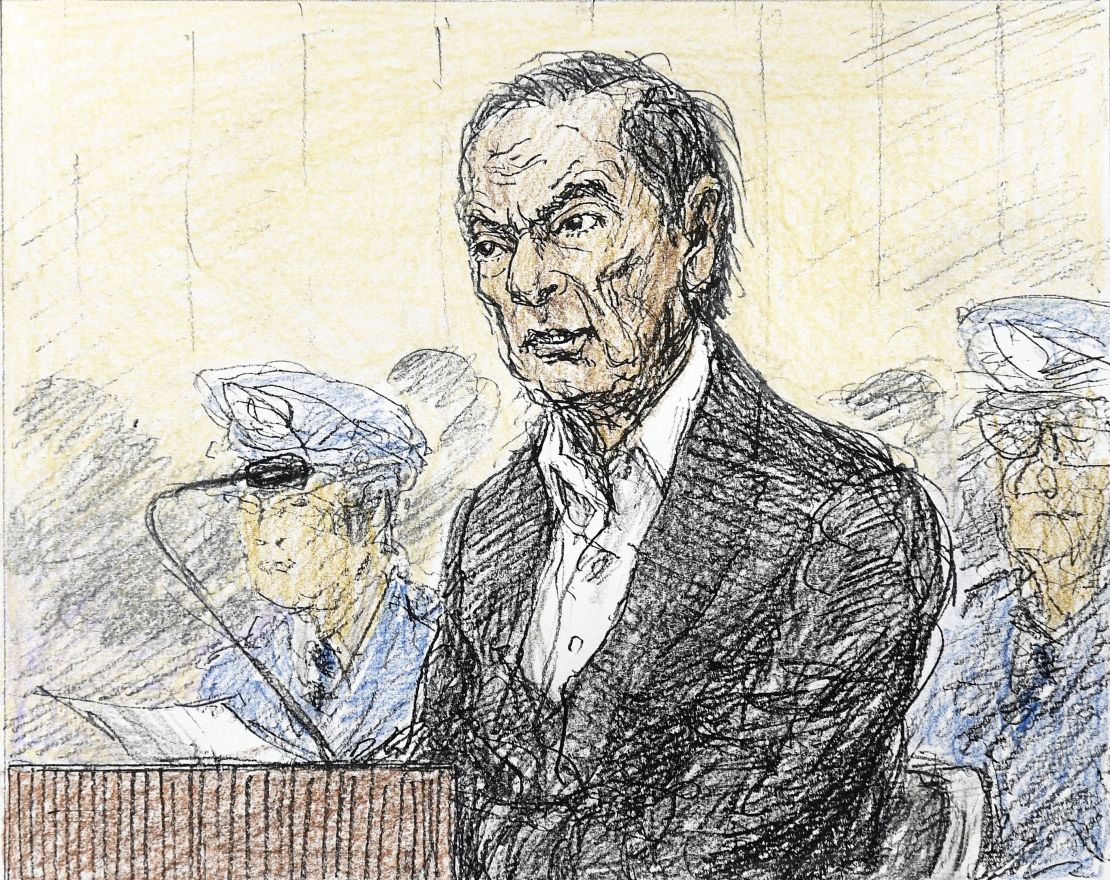 A sketch depicting Carlos Ghosn in court in Tokyo on Tuesday. The former Nissan chairman said he had been wrongly accused.