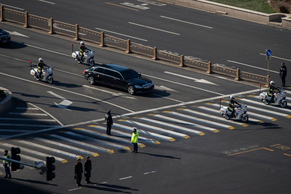 A car in the motorcade of North Korean leader Kim Jong Un is seen in Beijing on January 8, 2019.