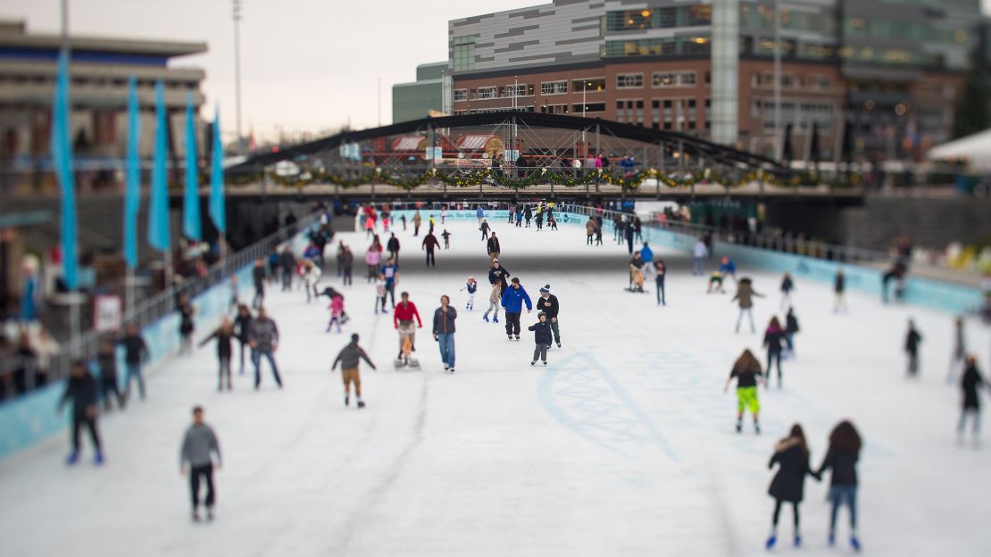 Ice-skating at Buffalo's Canalside is a popular winter activity.