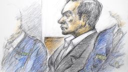 This courtroom sketch illustrated by Masato Yamashita depicts former Nissan chairman Carlos Ghosn attending his hearing at the Tokyo district court on January 8, 2019. - Former Nissan boss Carlos Ghosn said on January 8 he had been "wrongly accused and unfairly detained" at a high-profile court hearing in Japan, his first appearance since his arrest in November rocked the business world. (Photo by JIJI PRESS / JIJI PRESS / AFP) / Japan OUT        (Photo credit should read JIJI PRESS/AFP/Getty Images)
