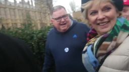 MP Anna Soubry is filmed being abused by far-right supporters outside the Houses of Parliament in London.