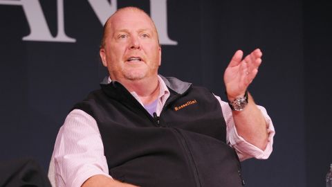 Mario Batali speaks at an event on October 25, 2017, in New York.