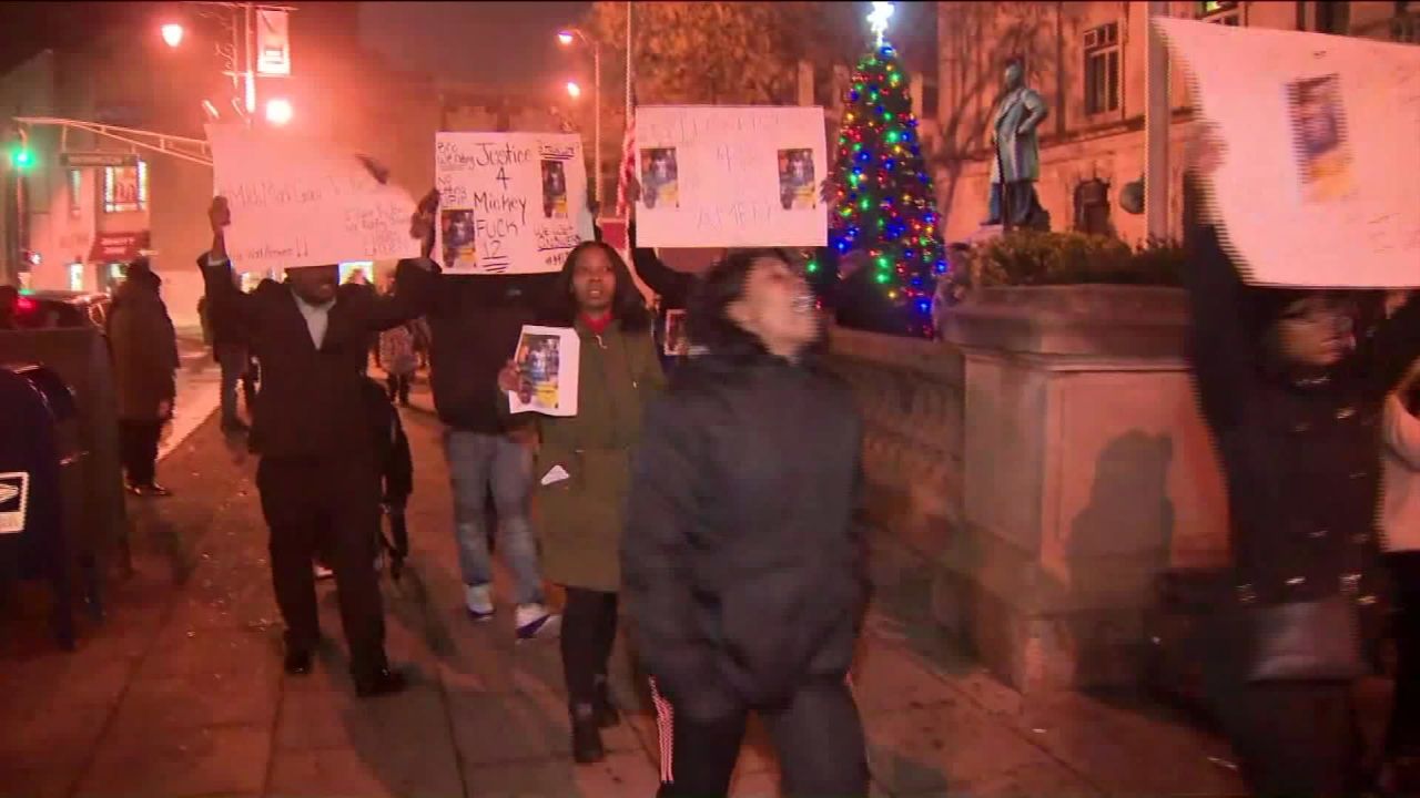 Protesters calling for answers in Jameek Lowery's death march in Paterson on Tuesday.