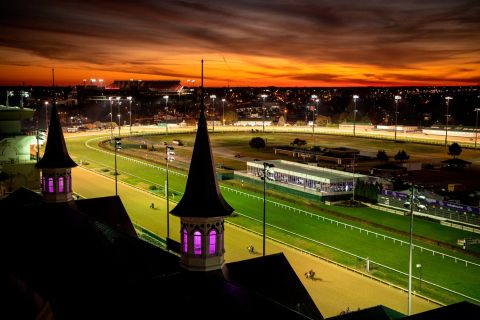 This color-filled image of Churchill Downs is another Whitaker favorite. "I knew there was this fire exit up to a door that opened onto the roof so I went up there and caught this great dawn. There was a cold front coming in, so I knew there would be some very dramatic reds and yellows in the sky. And now they light up the iconic spires with purple light, so the colors are unbelievable. It's so American and over the top."