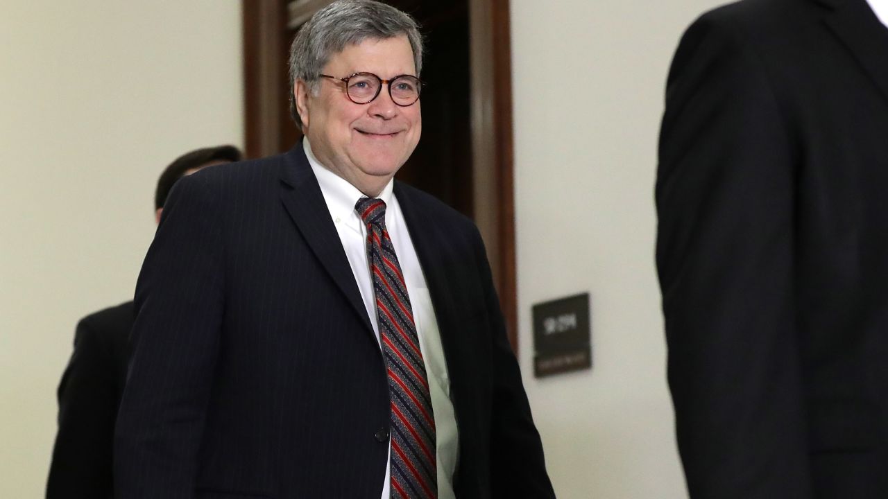 WASHINGTON, DC - JANUARY 09: U.S. Attorney General nominee William Barr (C) arrives for a meeting with Senate Judiciary Committee member Sen. Lindsay Graham (R-SC) in his office in the Russell Senate Office Building on Capitol Hill January 09, 2019 in Washington, DC. Barr's confirmation hearing is scheduled for next week.  (Photo by Chip Somodevilla/Getty Images)