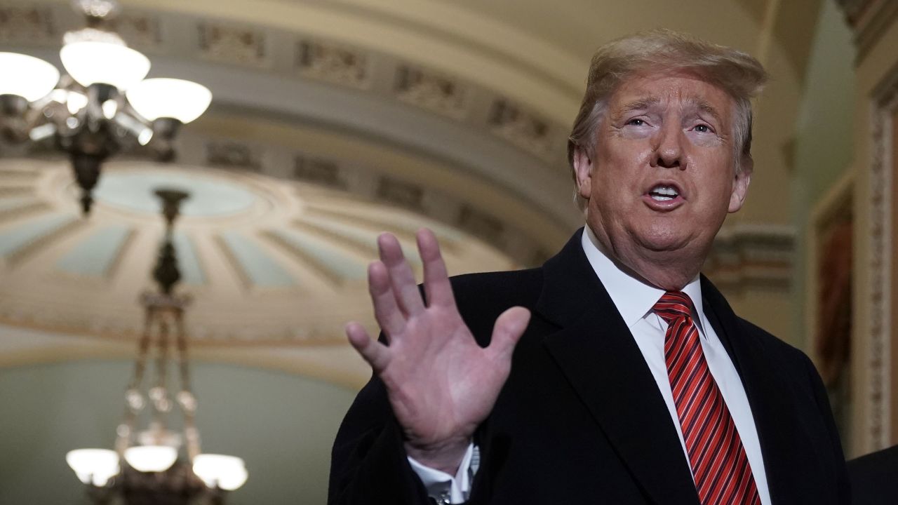 U.S. President Donald Trump arrives at the U.S. Capitol to attend the weekly Republican Senate policy luncheon January 09, 2019 in Washington, DC.