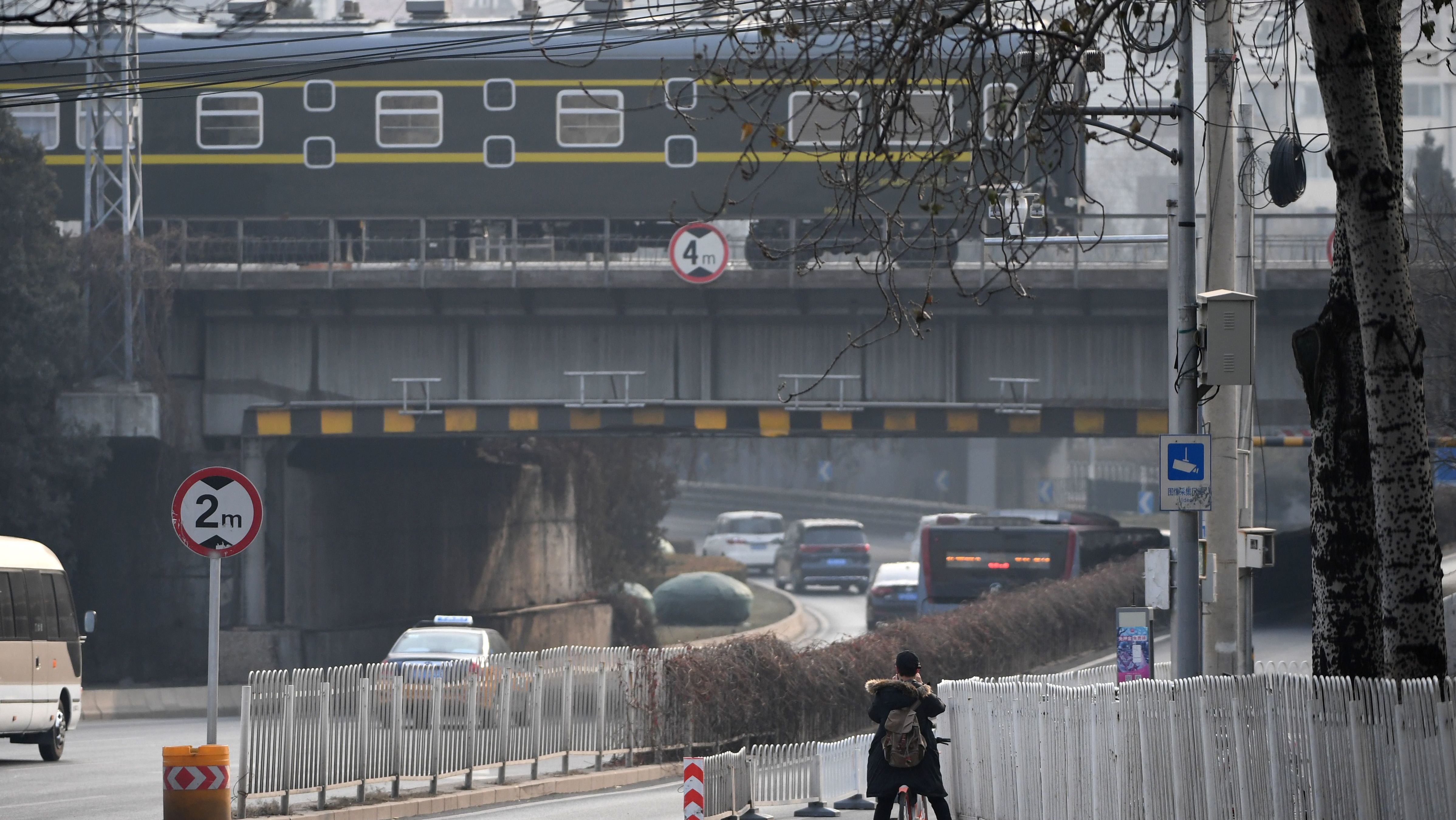 The train used by North Korean leader Kim Jong Un departs from Beijing on Wednesday.