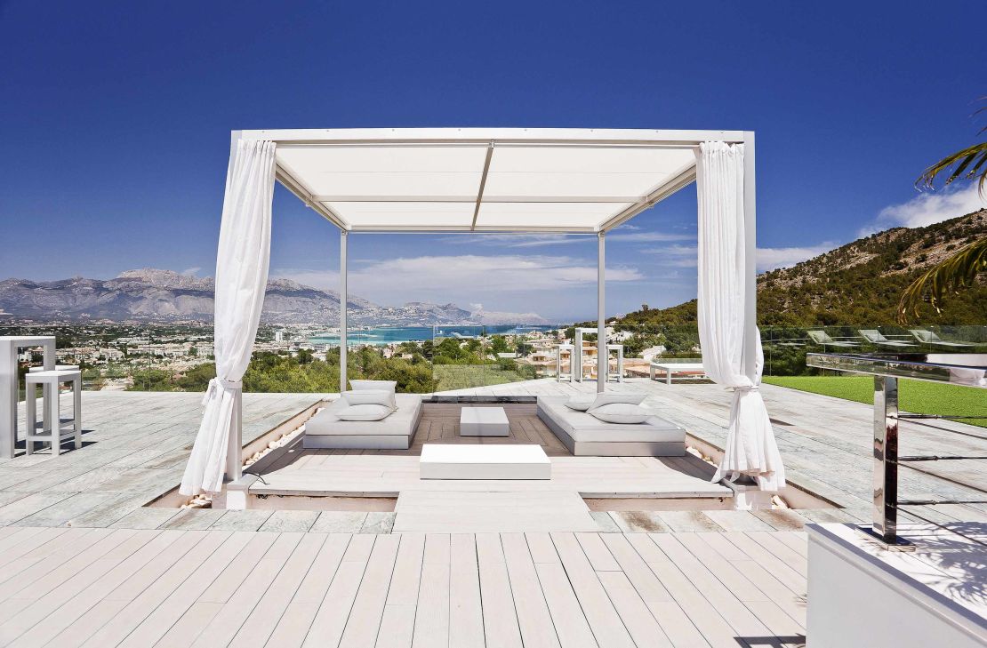 The terrace lounge at the SHA wellness clinic in Alicante.