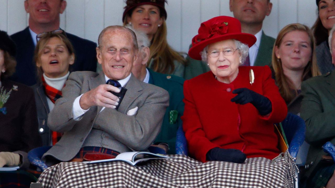 Prince Philip, Duke of Edinburgh and Queen Elizabeth II attend the Braemar Gathering, featuring Highland Games, on September 5, 2015 in Braemar, Scotland.