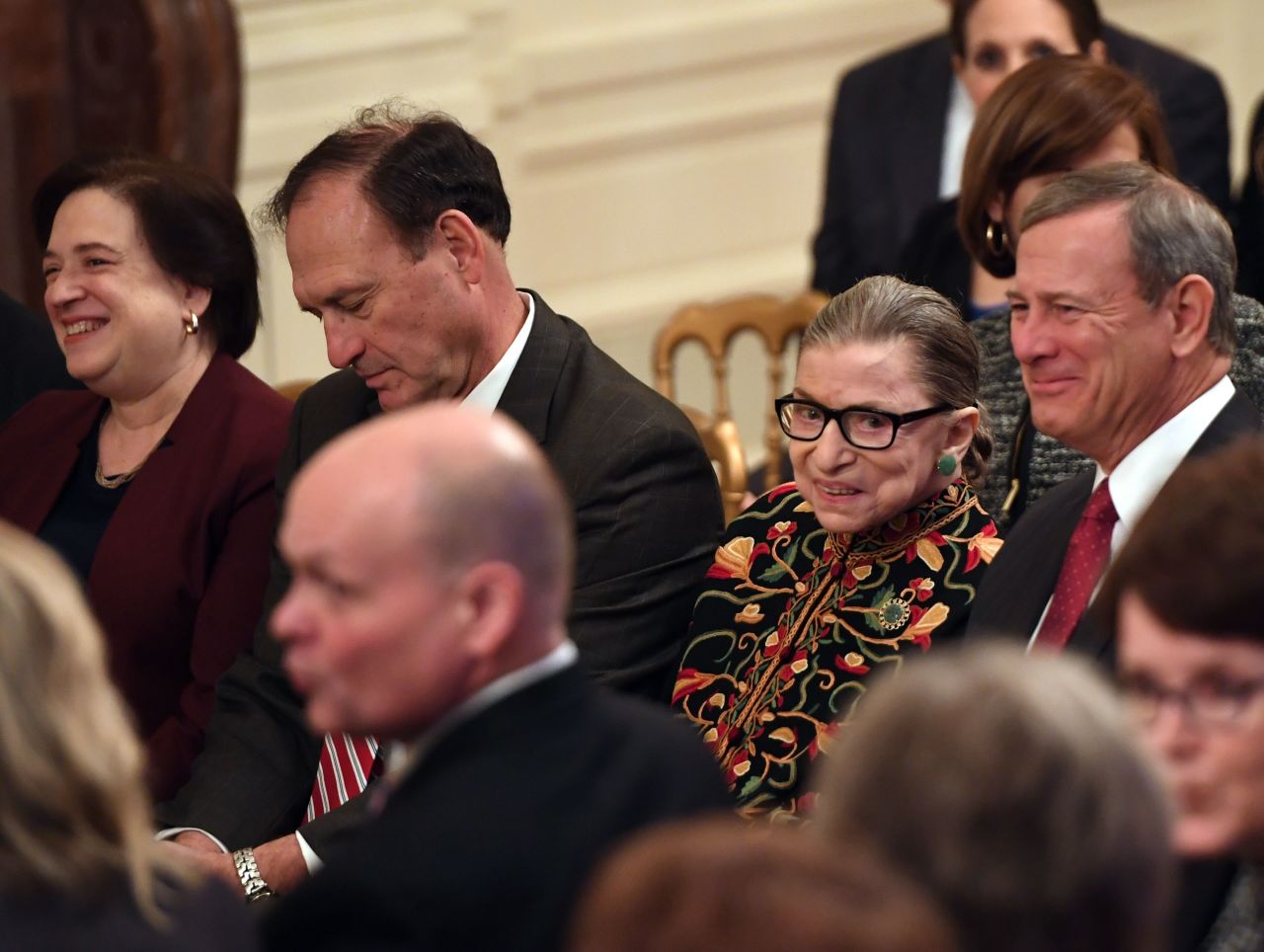 Ginsburg and other Supreme Court justices attend a Presidential Medal of Freedom ceremony at the White House in November 2018.