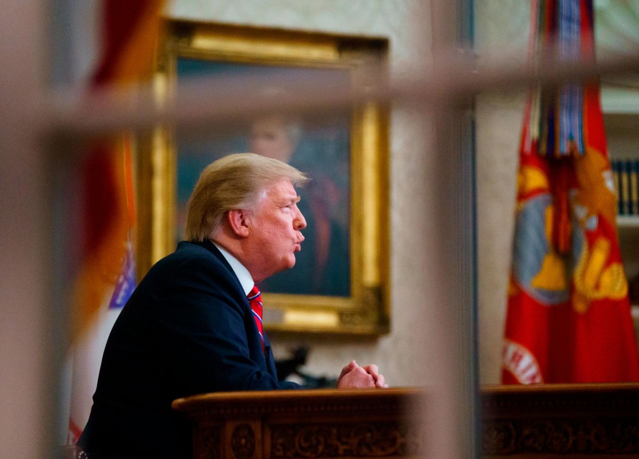 President Trump gives a prime-time address about border security on January 8. In his Oval Office address, Trump warned of "a growing humanitarian and security crisis at our southern border."