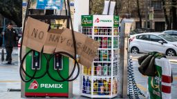 View of a gas station closed due to lack of fuel in Mexico City, on January 9, 2019. - Mexican President Andres Manuel Lopez Obrador recently announced a joint plan with state-run oil company Pemex to tackle fuel theft from pipelines and within the company. (Photo by Pedro PARDO / AFP)        (Photo credit should read PEDRO PARDO/AFP/Getty Images)