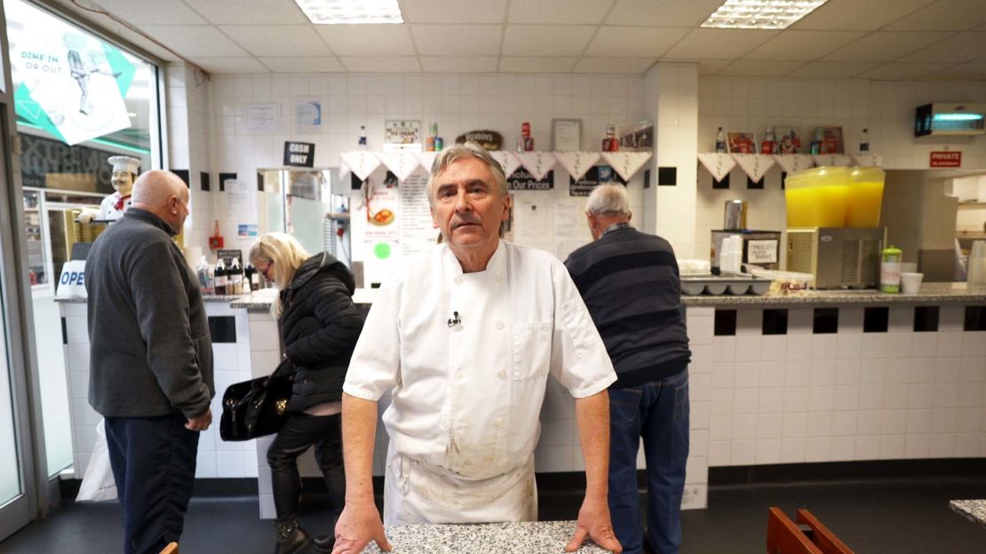 Robins Pie and Mash shop manager Ernie Holmes, 63, employs many European staff. 