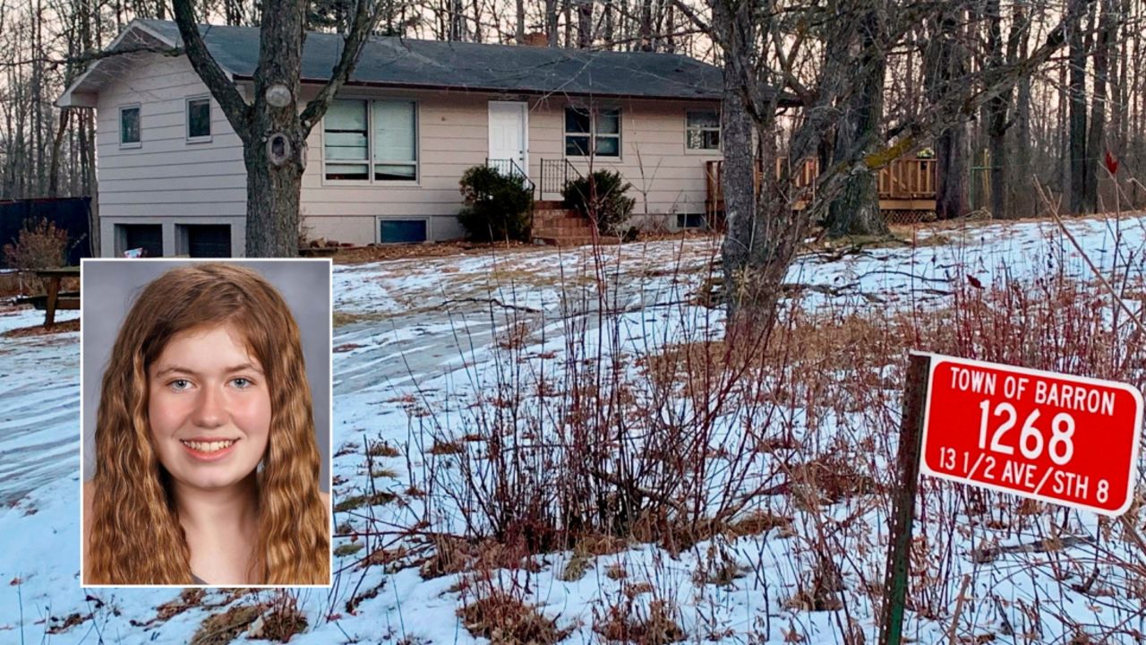 Jayme Closs was abducted after her parents were killed at the family's home, shown here after police secured the crime scene.