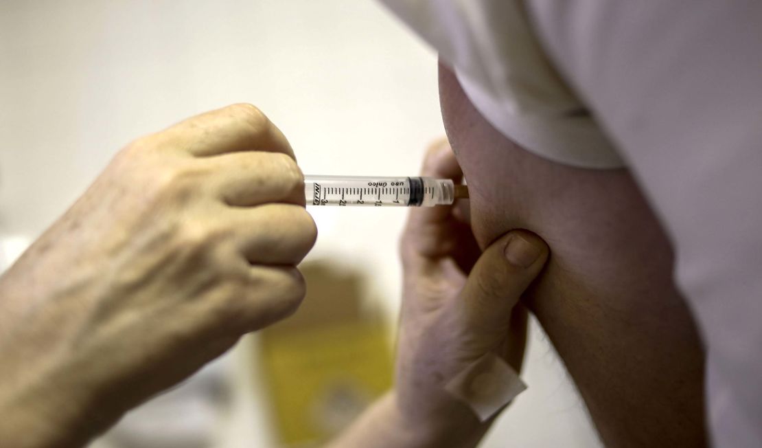 A woman receives a yellow fever vaccination at an outpatient clinic in Sao Paulo, Brazil.